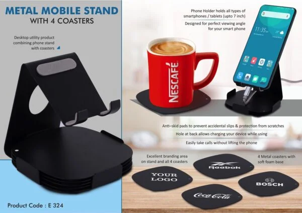 metal mobile stand with coasters