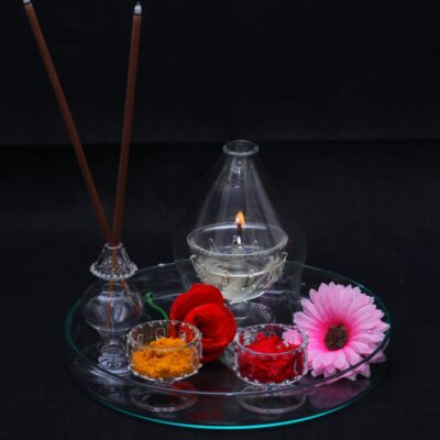 Glass Puja Set
