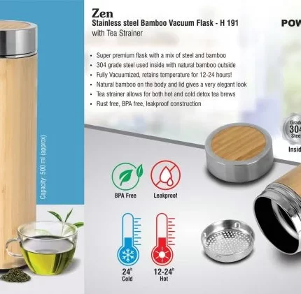 Stainless Steel Bamboo Vacuum Flask