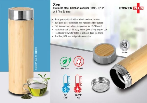 Stainless Steel Bamboo Vacuum Flask
