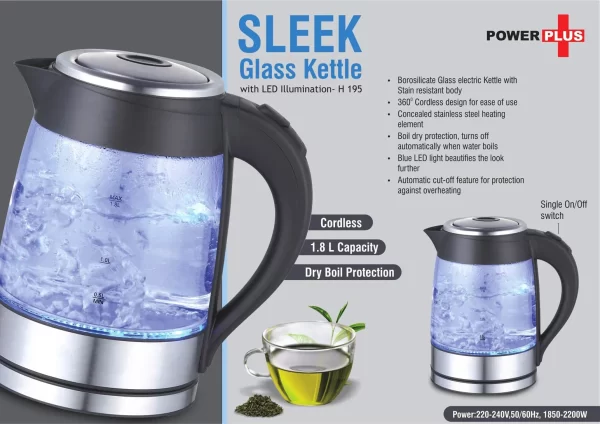 Sleek Glass Kettle With Led