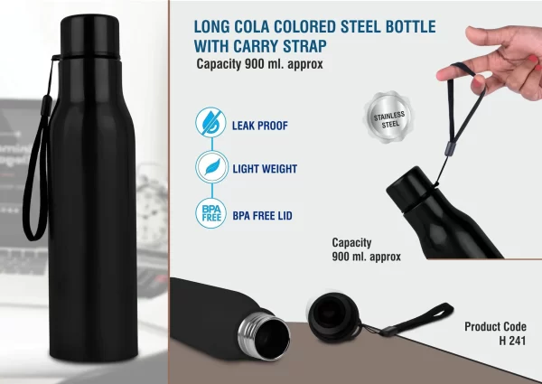 Long Steel Bottle With Carry Strap