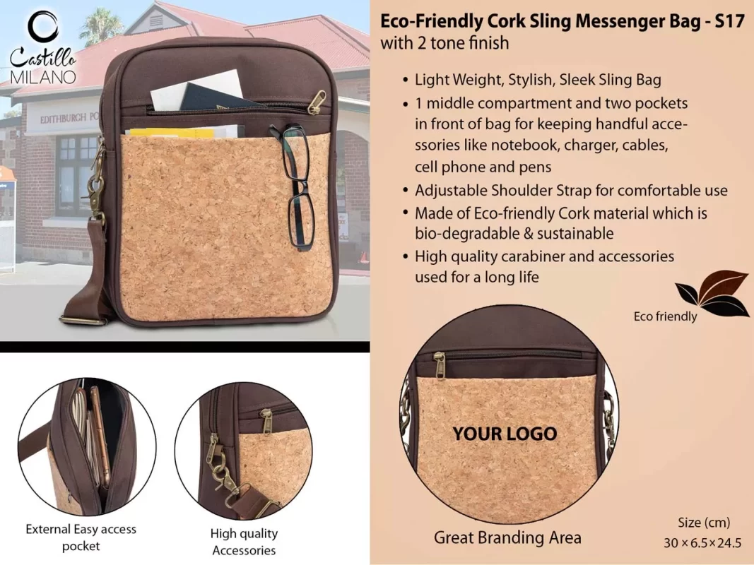 Eco-Friendly Cork Sling Messenger Bag
