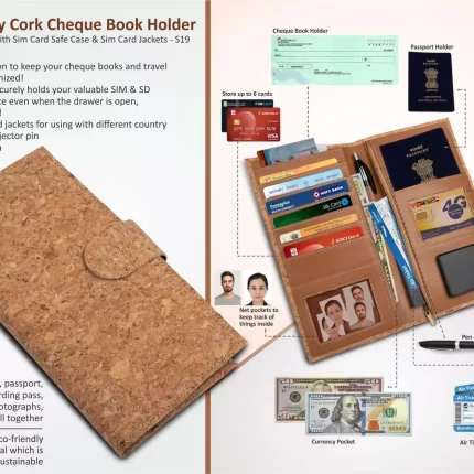 Eco-Friendly Cork Cheque Book Holder