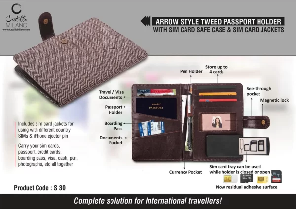 Arrow Style Tweed Passport Holder