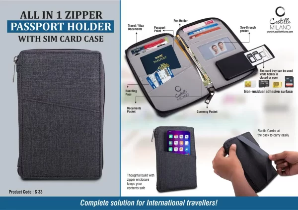 All in 1 Zipper Passport Holder