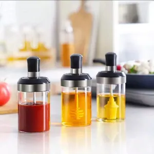 Kitchen Glass Condiment Jars Set