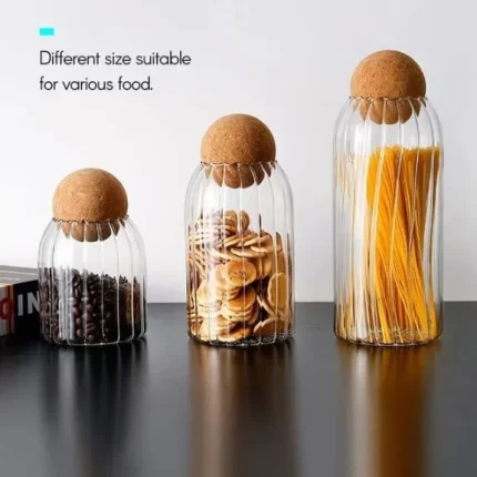 Kitchen Glass Jars with Cork Ball Lids