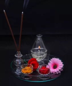 GLASS POOJA SET