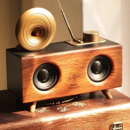 Retro Wood Speaker Vintage Loudspeaker Support TF FM Radio Music