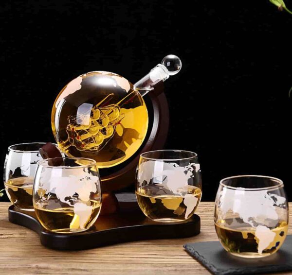 Earth Glass Whiskey Decanter Bottle Wine Set