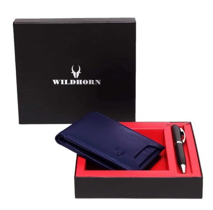 WildHorn® RFID Protected Genuine High Quality Leather Wallet & Pen Combo for Men