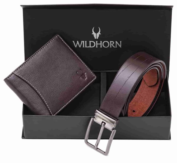 WildHorn® RFID Leather Wallet & Belt Combo for Men