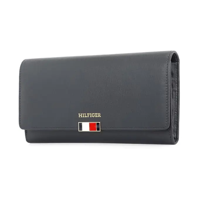 Tommy Hilfiger Teresa Women Leather Flap Wallet with Sling Handbag - Navy