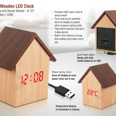 Hut Shape Wooden LED Clock