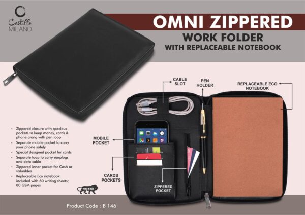 omni Zippered Work folder with Notebook