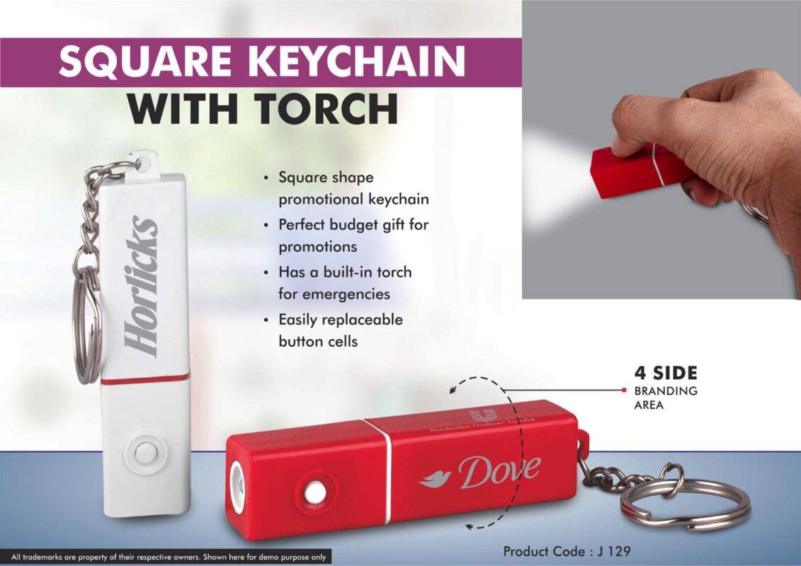 Square Keychain with torch