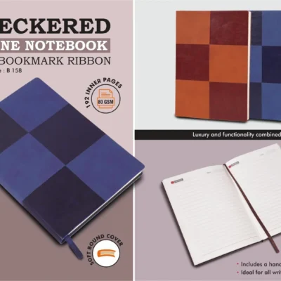 Checkered 2 tone Notebook with bookmark ribbon