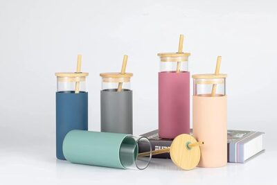Glass Mug with straw