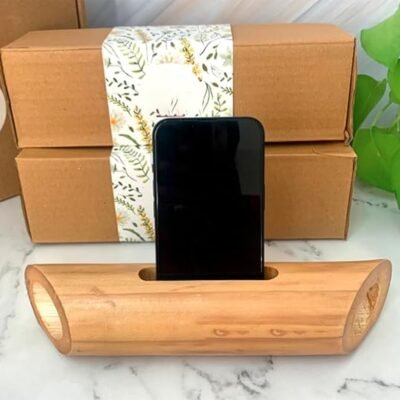 Wooden Brown Bamboo Speaker Stand