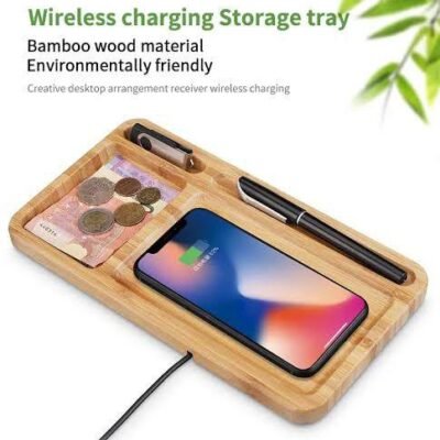 Bamboo Wood Wireless Charging Storage Tray