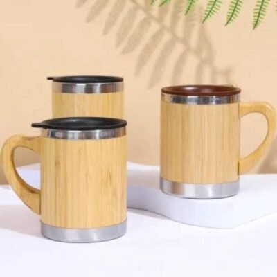 Bamboo Stainless Steel Travel Mug with Handle