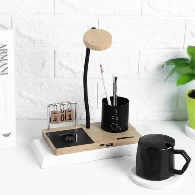 6-in-1 Multi-Functional Bamboo Desk Utility