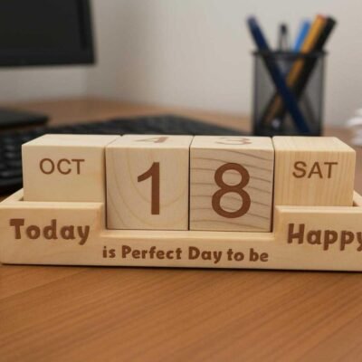 Multi Color Wooden Never Ending Date Calendar with 5 Compartments