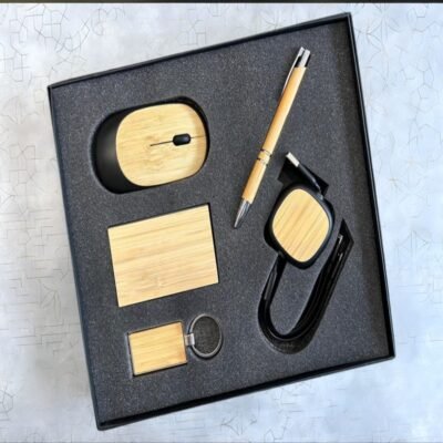 5 in 1 Bamboo Wooden texture Corporate Kit
